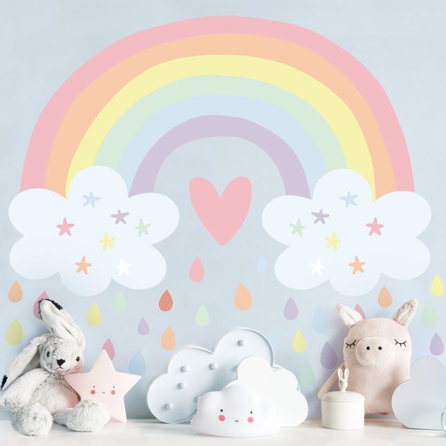 Romantic wall stickers XXL Rainbow Heart Pastel