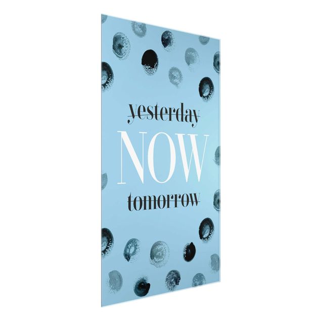 Glass print - Yesterday NOW Tomorrow With Nig Polka Dots