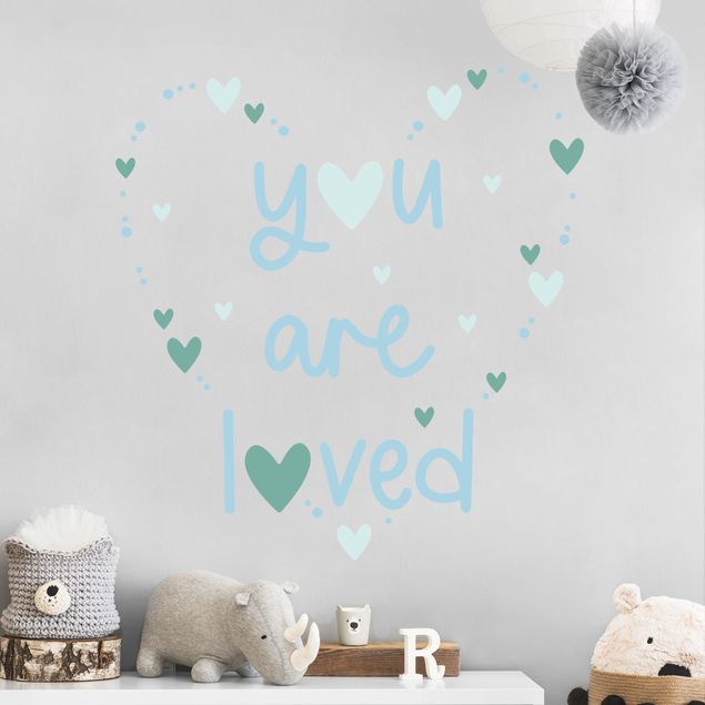 Wall decal You Are Loved Heart Blue