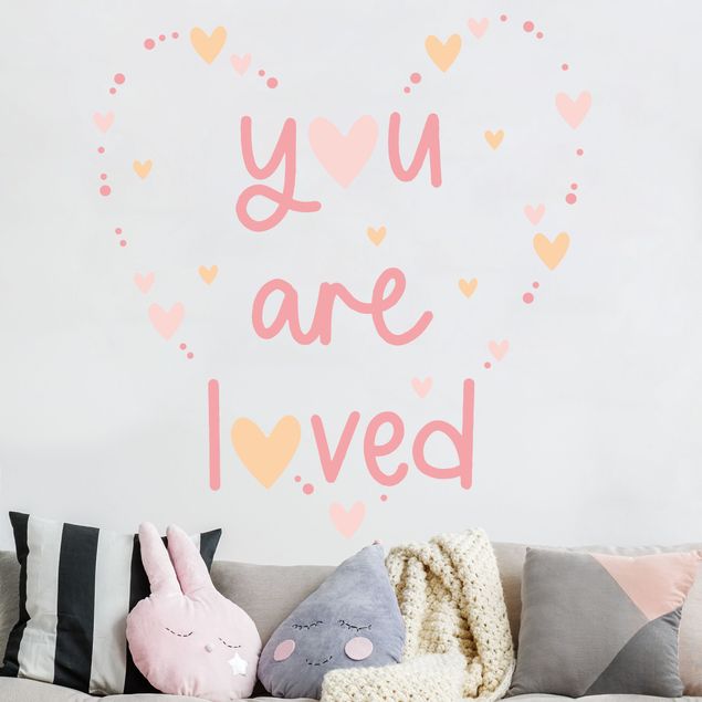 Wall stickers quotes You Are Loved Heart Light Pink
