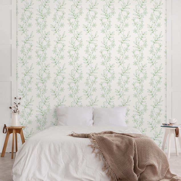 Wallpaper - Delicate Climbing Flowers In Green