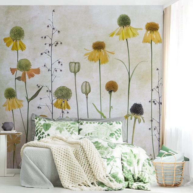 Adhesive wallpaper floral - Delicate Helenium Flowers