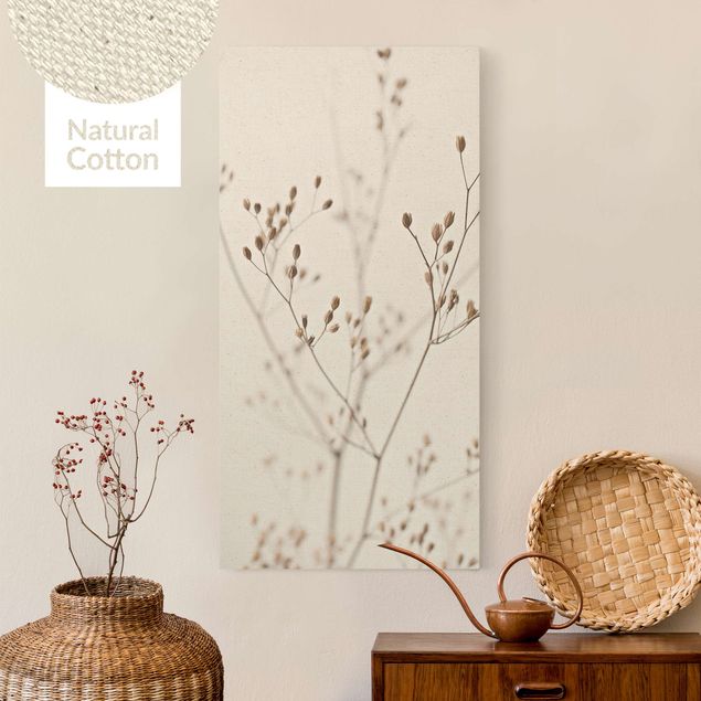 Natural canvas print - Delicate Buds On A Wildflower Stem - Portrait format 1:2