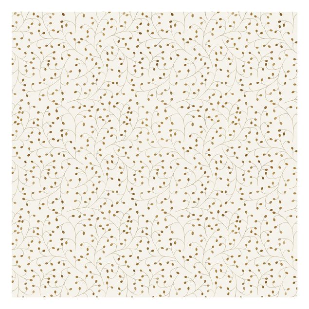 Wallpaper - Delicate Branch Pattern With Dots In Gold