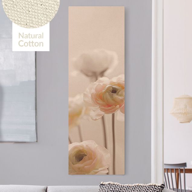 Natural canvas print - Delicate Bouquet Of Light Pink Flowers - Portrait format 1:3