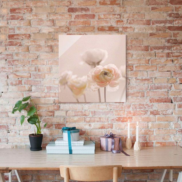 Glass print - Delicate Bouquet Of Light Pink Flowers