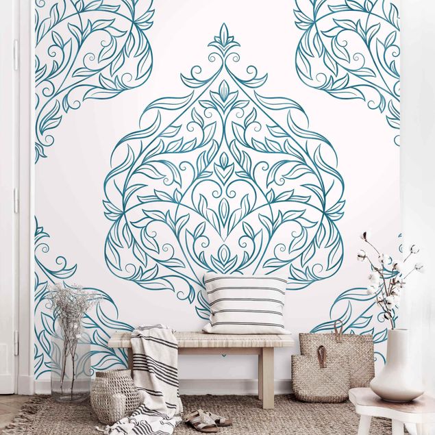 Wallpapers Delicate Art Nouveau Pattern In Blue