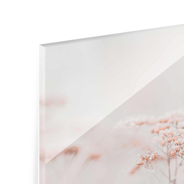 Glass print - Pale Pink Wild Flowers