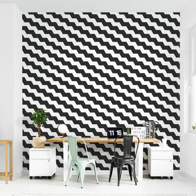 Wallpaper - Zig Zag Pattern Geometry Black And White