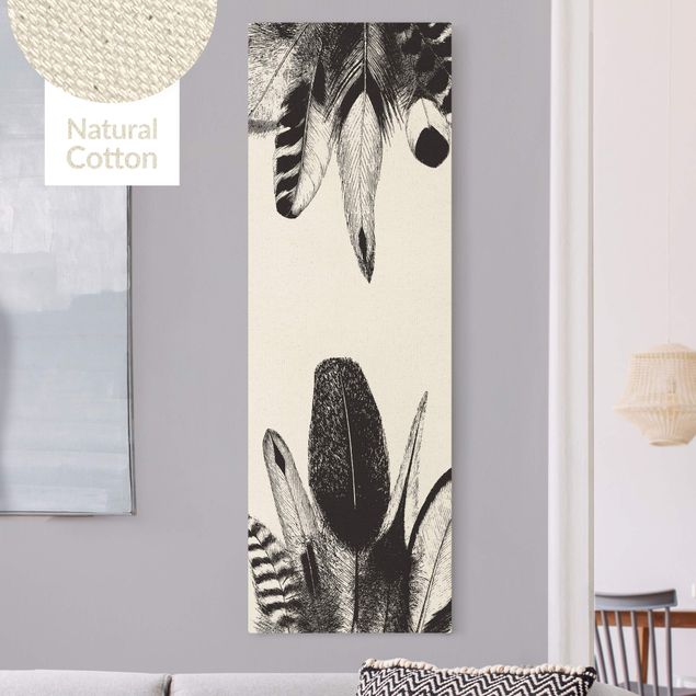 Natural canvas print - Two Feather Nests - Portrait format 1:3