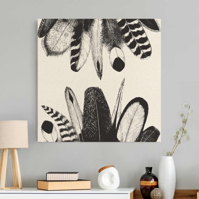 Natural canvas print - Two Feather Nests - Square 1:1