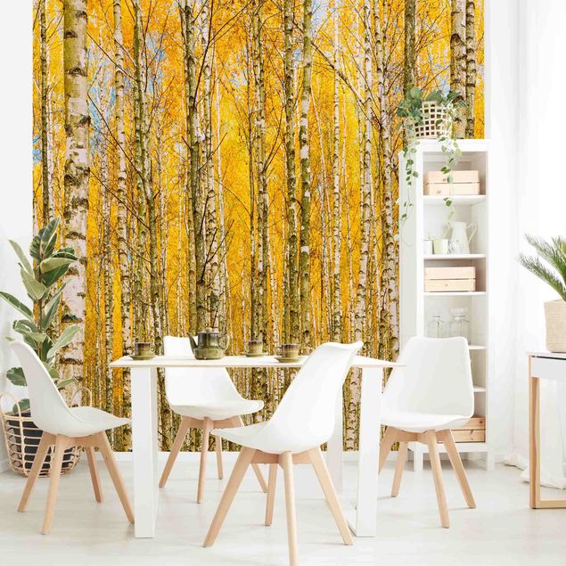 Wallpaper - Between Yellow Birch Trees