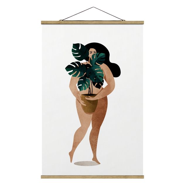 Fabric print with poster hangers - Miss Monstera