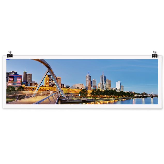 Panoramic poster architecture & skyline - View Across The Yarra River
