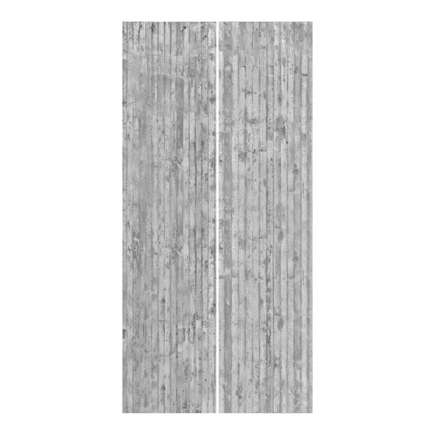 Sliding panel curtains set - Concrete Look Wallpaper With Stripes