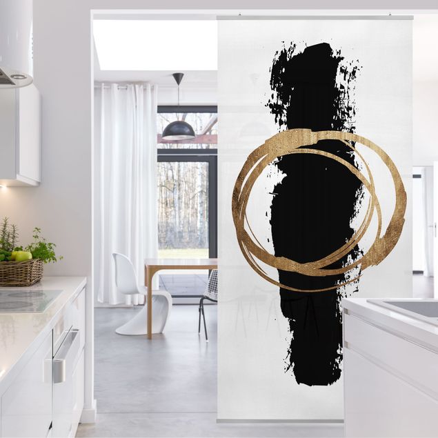 Room divider - Abstract Shapes - Gold And Black