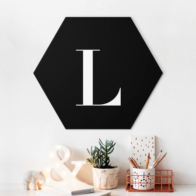 Alu-Dibond hexagon - Letter Serif Black L