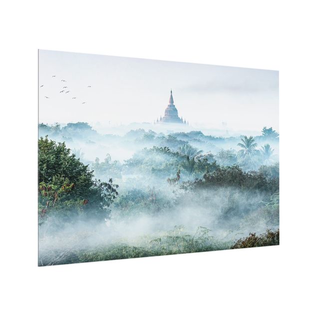 Glass splashback kitchen Morning Fog Over The Jungle Of Bagan