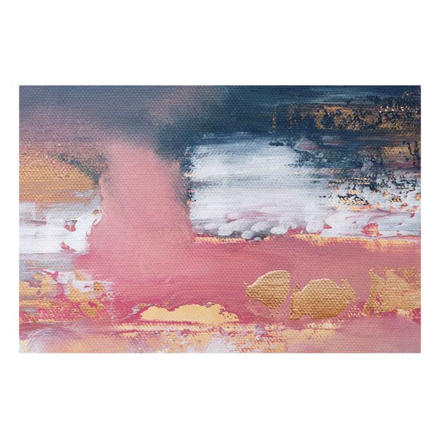 Print on aluminium - Pink Storm With Gold