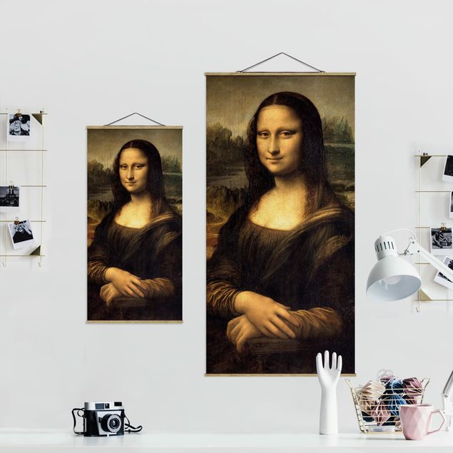 Fabric print with poster hangers - Leonardo da Vinci - Mona Lisa