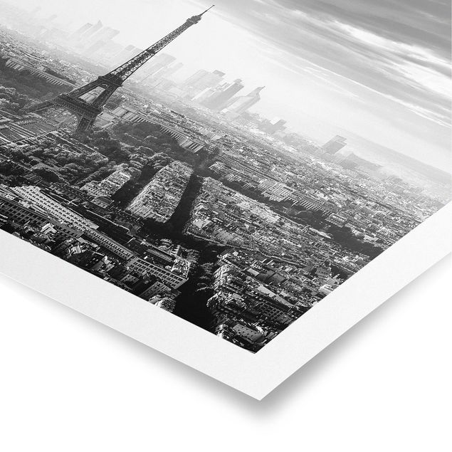 Poster - The Eiffel Tower From Above Black And White
