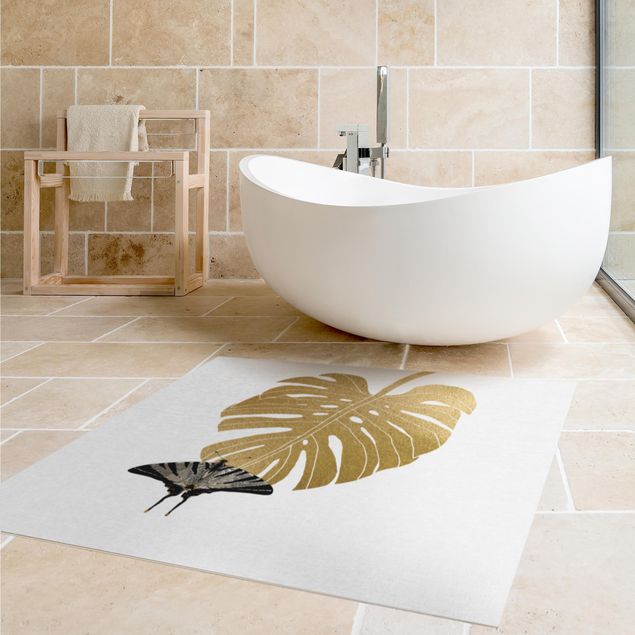 contemporary rugs Golden Monstera With Butterfly