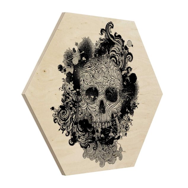Wooden hexagon - Skull