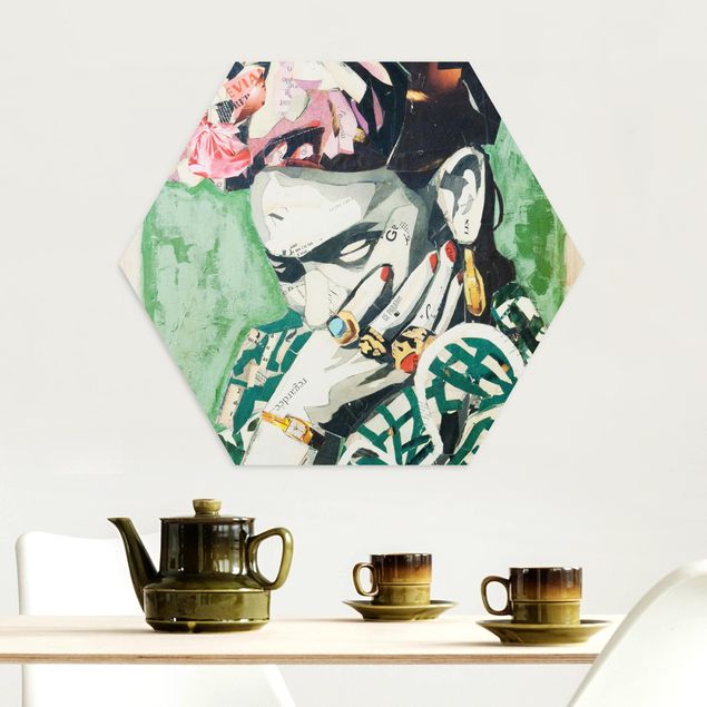 Alu-Dibond hexagon - Frida Kahlo - Collage No.3
