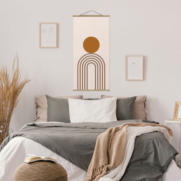 Fabric print with poster hangers - Line Art Circle And Lines Copper