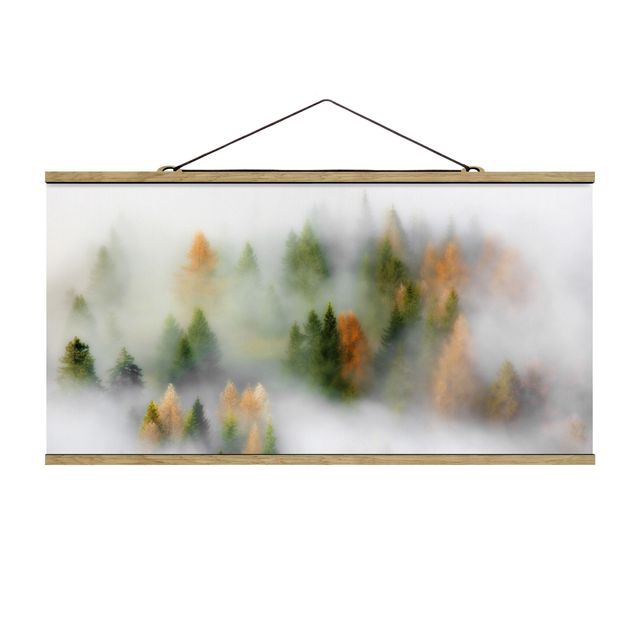 Fabric print with poster hangers - Cloud Forest In Autumn