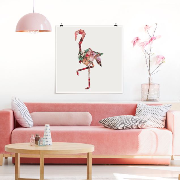 Poster - Origami Flamingo