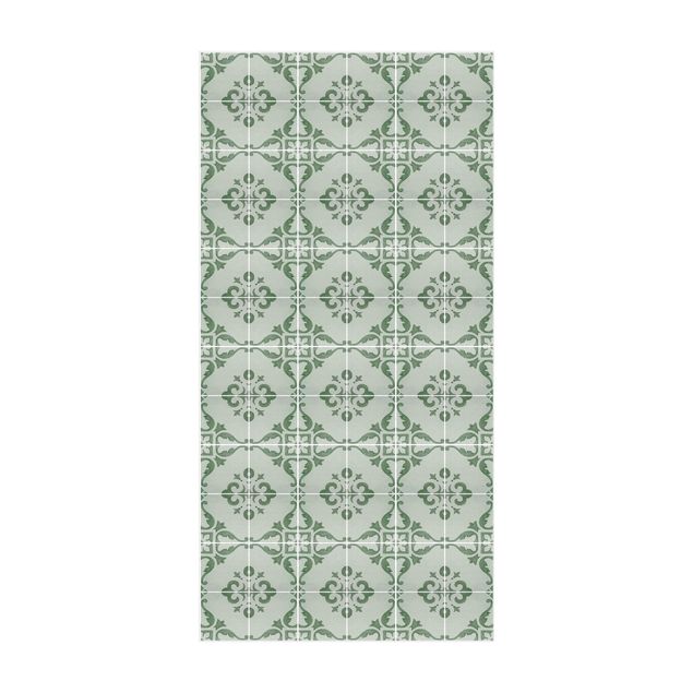 Modern rugs Watercolour Tile Pattern Lagos Emerald Green