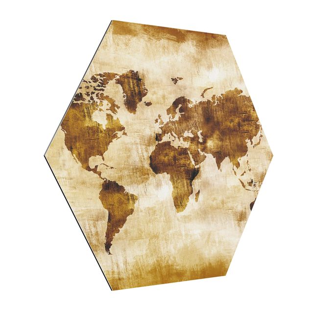 Alu-Dibond hexagon - No.CG75 Map Of The World