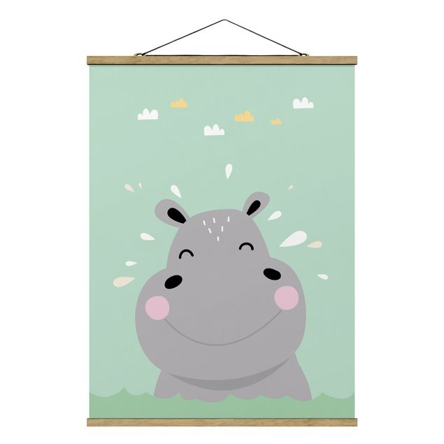 Fabric print with poster hangers - The Happiest Hippo