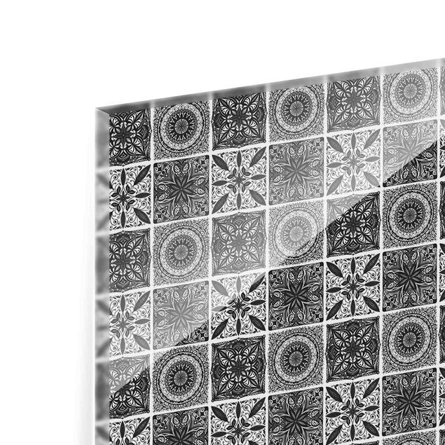 Splashback - Oriental Mandala Pattern Mix In Black With Glitter Look - Landscape format 2:1