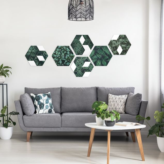 Forex hexagon - Green Leaves Geometry Set II