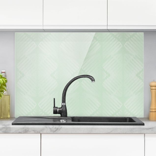 Glass splashback patterns Rhombic Pattern With Stripes In Mint Colour