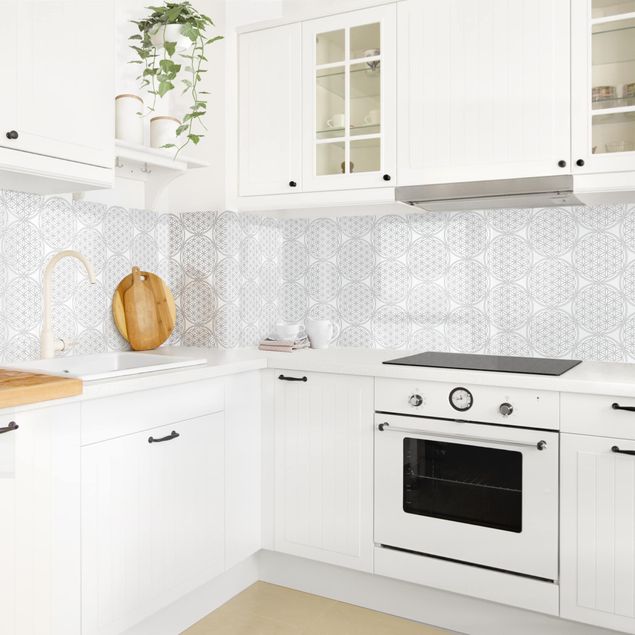 Kitchen wall cladding - Flower Of Life Pattern Silver