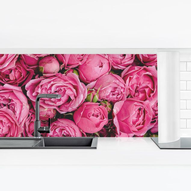 Kitchen wall cladding - Pink Peonies