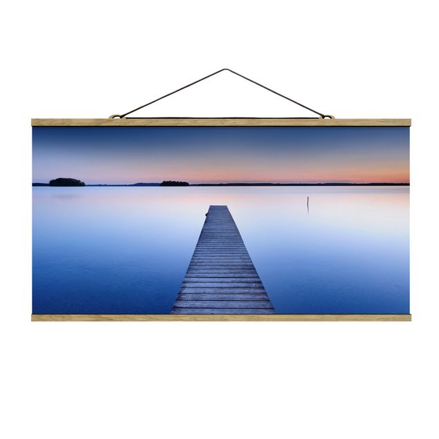 Fabric print with poster hangers - River Walkway At Sunset