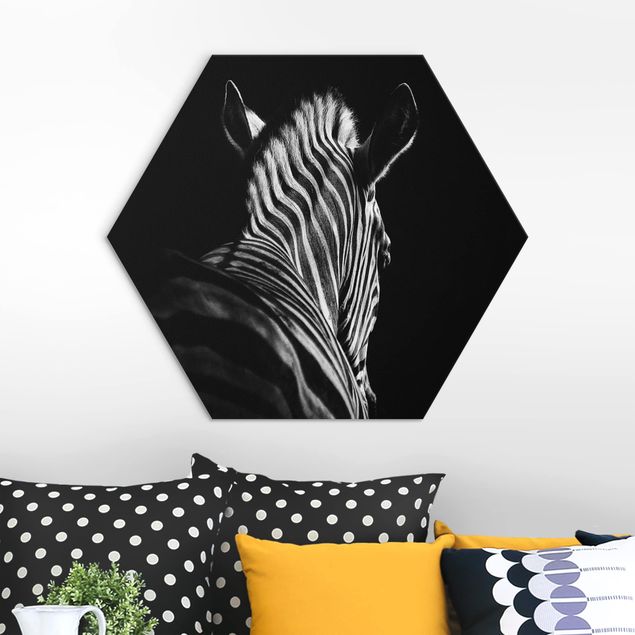Alu-Dibond hexagon - Dark Zebra Silhouette