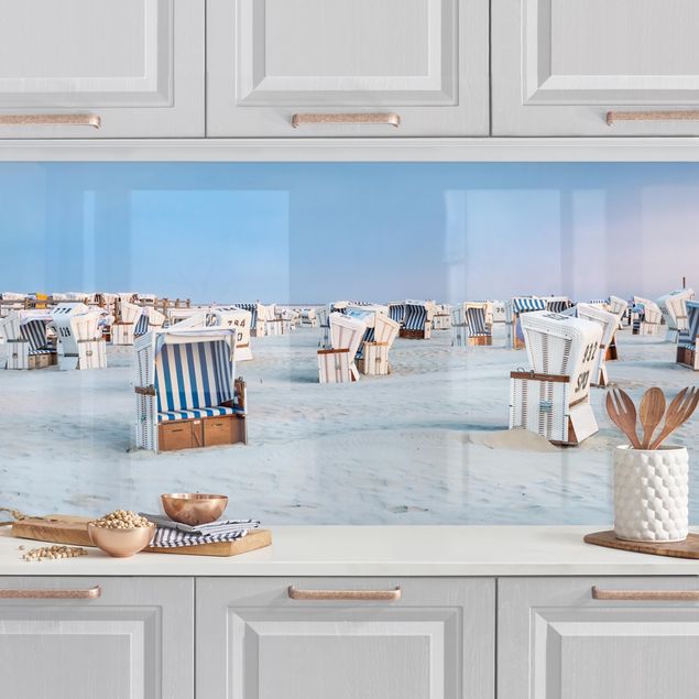 Kitchen splashback architecture and skylines Beach Chairs On The North Sea Beach
