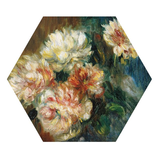 Alu-Dibond hexagon - Auguste Renoir - Vase of Peonies