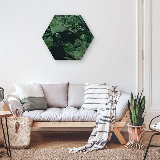 Wooden hexagon - Tropical Plants I