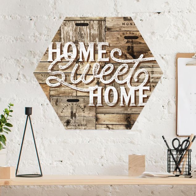 Alu-Dibond hexagon - Home sweet Home Wooden Panel