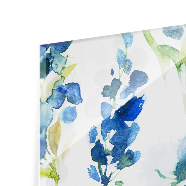Splashback - Magnificent Flowers In Blue - Square 1:1