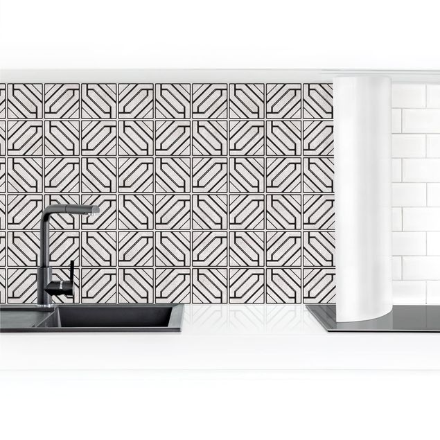Kitchen wall cladding - Rhomboidal Geometry Black