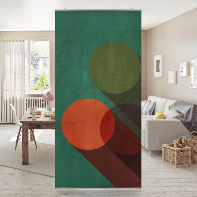 Room divider - Abstract Shapes - Circles In Green And Red