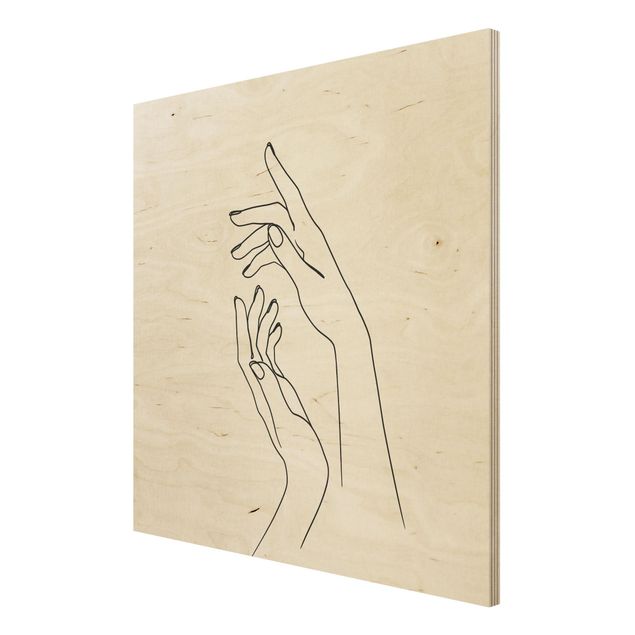 Print on wood - Line Art Hands