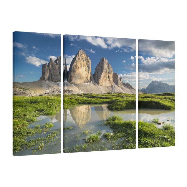 Print on canvas 3 parts - South Tyrolean Zinnen And Water Reflection
